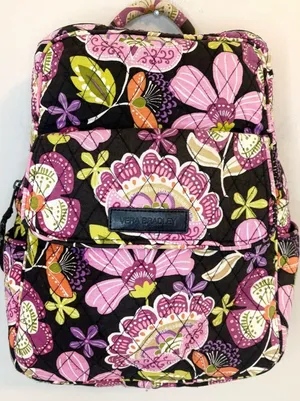 Vera Bradley Pirouette Pink Quilted Backpack Floral Laptop Travel Bag thumbnail 1