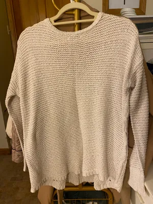 American Eagle Outfitters Cable Knit White Sweater thumbnail 6