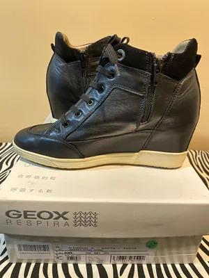 Black Leather Geox Wedge Sneakers 9 thumbnail 6