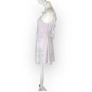 Show Me Your Mumu Delilah Mini Dress Women Small Lilac Floral Sleeveless Ruffle thumbnail 6