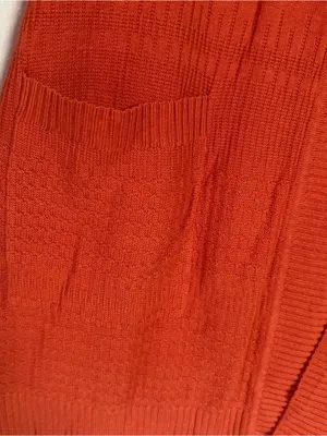 Isaac Mizrahi Live Women XL Orange Open Front Cardigan Sweater Pockets Fall Long thumbnail 5