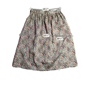 Vintage Paisley Midi Skirt High‎ Waisted A-Line Earth Tone Boho Brown Green thumbnail 3