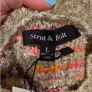 Strut & Bolt Colorful Festive Sweater Large NWT Rainbow‎ Metallic Chunky Knit thumbnail 3