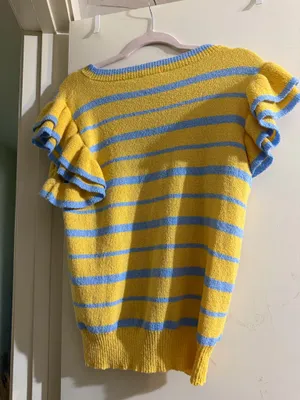 Yellow and Blue knitted striped shirt thumbnail 2
