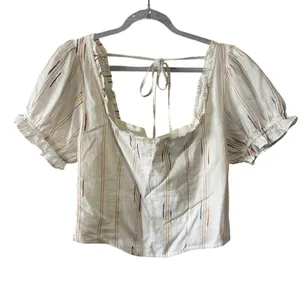 Free People Seratonin Corset Top Shirt Blouse Linen Ivory Combo Boho thumbnail 2