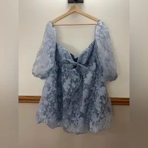 NWT Lulus Adorable Dreams Light Blue Off-the-Shoulder Mini Dress Size XL thumbnail 3