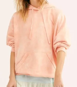 Free People Quartz City Tie Dye Oversized Hoodie Peach Pink Medium thumbnail 1