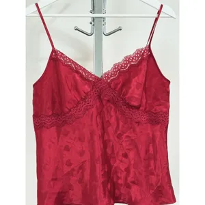 Jaclyn Smith Womens Red Heart Satin Camisole Top Lace Trim Sleepwear Tank Cami M thumbnail 3