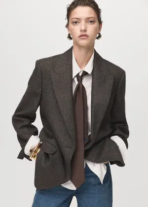 NWT Mango Micro Houndstooth Wool Blazer thumbnail 2