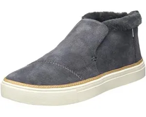 Toms Sz 7 Paxton Dark Gray Suede Faux Fur Lined Mid Top Slip On Sneaker Boots thumbnail 1