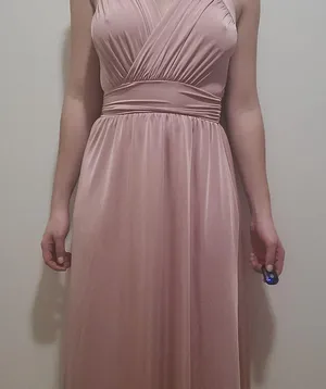 Long Sleeveless Flowy Bridesmaid Cocktail Evening Purple Size M thumbnail 14