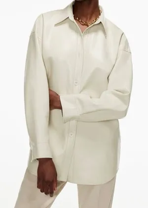 ✨Aritzia Babaton Vegan Leather Button Down Sz Small Shirt✨ thumbnail 1