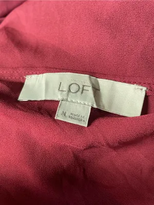 LOFT Raspberry Pink Flutter Sleeve Ruffle-Hem Blouse thumbnail 2