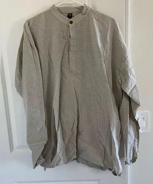Light gray Chinese Collar Button Up Size XXL thumbnail 2