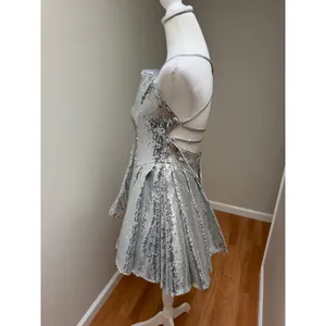 Babyboo Electra Mini Dress NWT Silver Sequin Party Size Large thumbnail 6