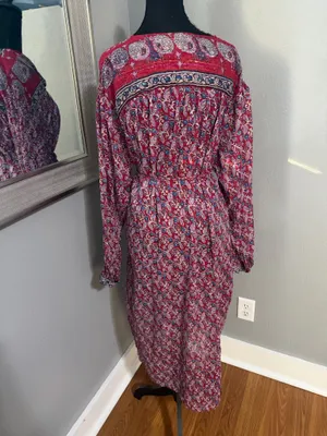VTG Desiree Boho Whimsical Festival Metallic Floral Lightweight Sheer Maxi Dress medium 40. thumbnail 5