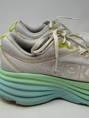 Hoka One One Bondi 8 Running Shoe Women's 6B Blanc de Blanc Sunlit Ocean Walking thumbnail 5