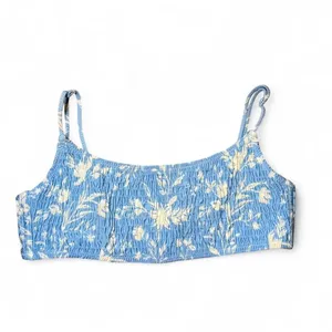 Triangl Scoop Ruched Swim Bikini Top & Drawstring Bag Blue Floral - Size Small thumbnail 3