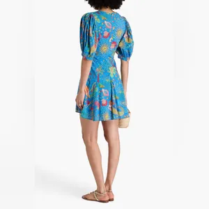 Farm Rio Embellished Lace Up Ocean Stories Printed Swiss Dot Cotton Mini Dress thumbnail 16