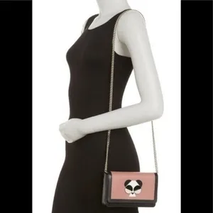 Kate‎ Spade Gentle Panda Crossbody Leather Wallet Bag, Pink/Black, NWT thumbnail 5