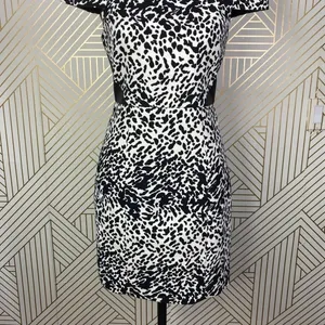 Tibi Animal Print Leather Panel Dress Black Cream Size‎ US 2 thumbnail 7
