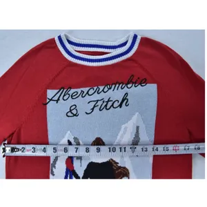 Abercrombie & Fitch Red Ski Graphic Sweater Womens Small Striped Trim Knit1R6047 thumbnail 3