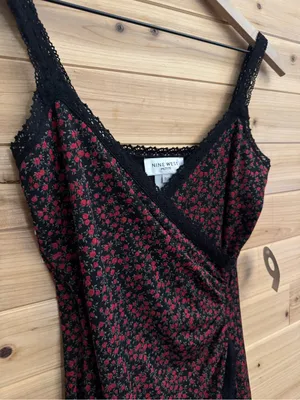 VNTG NWT Nine West Small Rosette Wrap Slip Dress Grunge Romantic Lace Coquette thumbnail 3