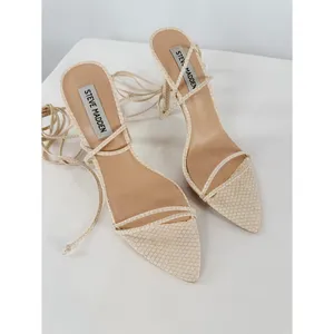 Steve Madden Premier Strappy Lace Up Heels in Cream Size 7.5 thumbnail 3