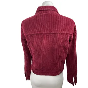 Per Se Maroon Corduroy Collared Button Down Long Sleeve Shirt Top Jacket Size S thumbnail 2