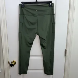 Leg End green high waisted‎ side pocket athletic active stretch leggings XL thumbnail 4