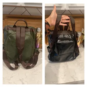 Vegan Leather Backpack One Shoulder Messenger Anti Theft Waterproof Travel thumbnail 4