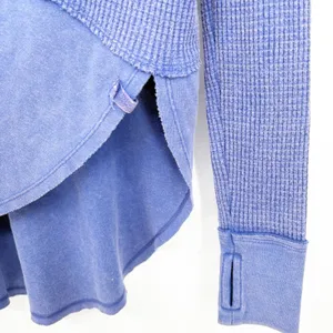 Free People Womens Monterey Thermal Indigo‎ Blue Boho Slouchy Oversized Top XS thumbnail 6