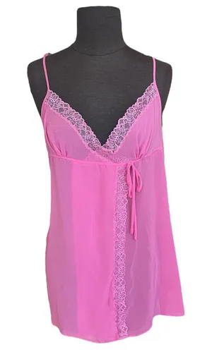 Y2K Victoria's Secret Slip Babydoll Mini Dress Sheer Vintage Women's Size Large thumbnail 1