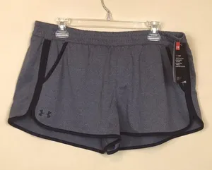 NWT Under Armour Women’s HeatGear Gray Black Athletic Gym Workout Shorts thumbnail 1