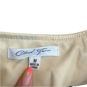 Lane 201 Cloud Ten Women’s Size M Cropped Racer Jacket Black Tan Faux Leather Moto Baddie thumbnail 4