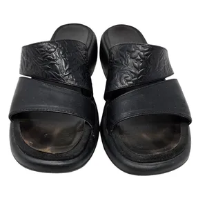 Dansko Black Leather Embossed Floral Slip On Strap Slide Casual Sandals Size 38 thumbnail 3
