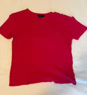 Chaps Pink Short-Sleeve Button-Shoulder Tee thumbnail 1