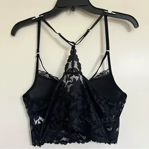 Women's Lingerie Set Black & White Patterned‎ Lace Top Sheer Bottoms Size Large thumbnail 5