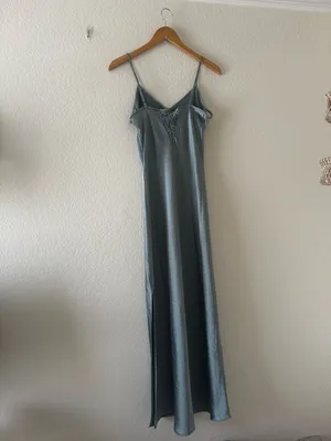 House of Harlow 1960 Satin Slip Lace Maxi Seafoam Green Dress thumbnail 4