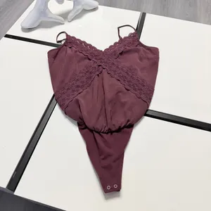 ✨ Abercrombie & Fitch Plum Lace-Trim Cami Bodysuit | Size SP ✨ thumbnail 4