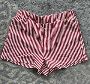 Happily Grey Striped Shorts Red White Medium thumbnail 1