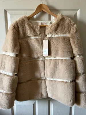 Anthropologie Keepsake the Label Ariel Faux Fur Coat Jacket in Crème Sz Med thumbnail 9