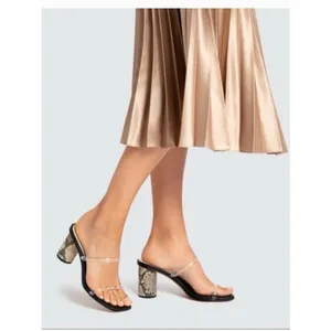 Dolce Vita Clear-Strap Sandals with Snake-Print Block Heel thumbnail 3