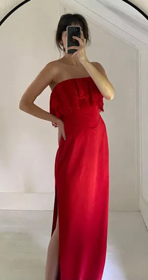 Lovers + Friends / Revolve Sylvia Strapless Gown in Flame Scarlet NWOT thumbnail 4