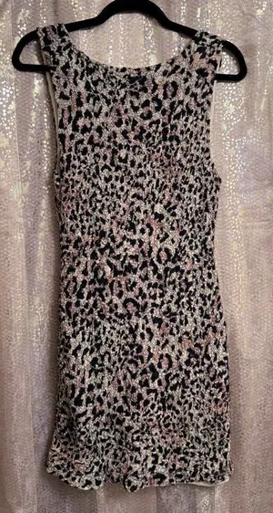 Free People Marigold Black Cheetah Print Stretch Mini Dress Small NWOT thumbnail 1