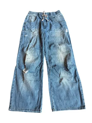 We The Free People Modern Love Jeans Paint Splatter Drawstring Size Medium Women thumbnail 3