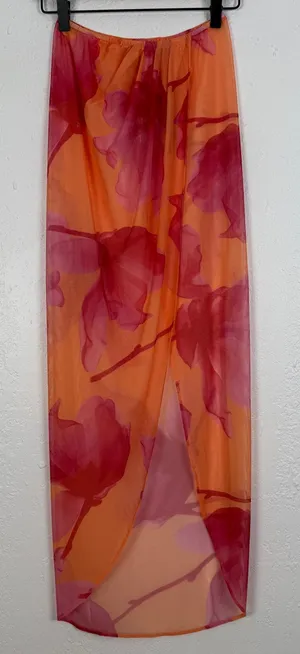 Hutch Jelena Tulip Mesh Swim Cover-Up Skirt in Cantaloupe NWT Size XXS thumbnail 1