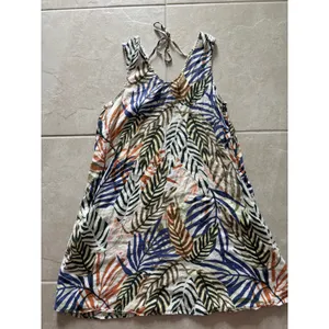 Tahari Dress Womens Medium Cream Palm‎ Linen Tropical Vacation Coastal Beachy thumbnail 3