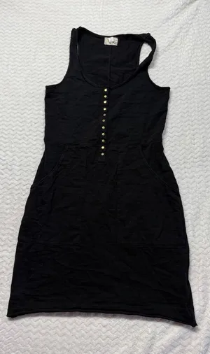 Nation LTD Womens Black Henley Snap Tank Dress Racerback Pockets XS thumbnail 1