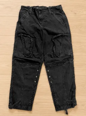 Free People We The Free Can't Compare Cargo Pants Women's L Washed Black69.99 thumbnail 1